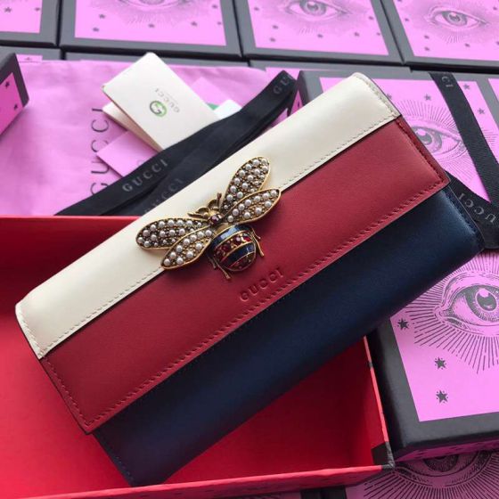 GG 476064 Red Match Leather Women Wallets