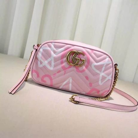 GG 447632 Pink Graffiti My Good Life NEW GG Marmont Camera Bags Leather Women Shoulder Bags