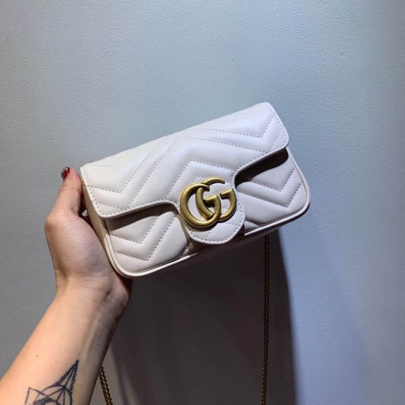 GG Marmont Chain mini Chain 476433 White Women Shoulder Bags