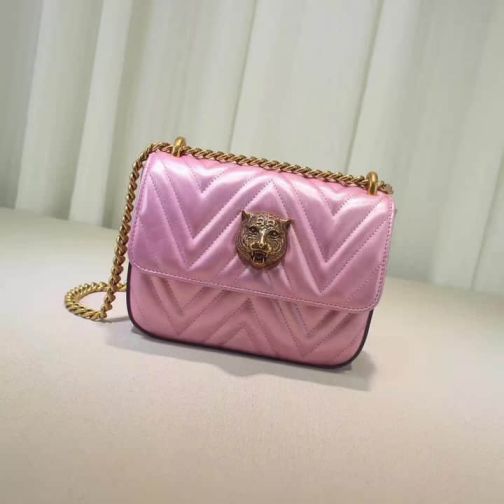 GG Cat Head Chain 432581 Pink g Women Shoulder Bags