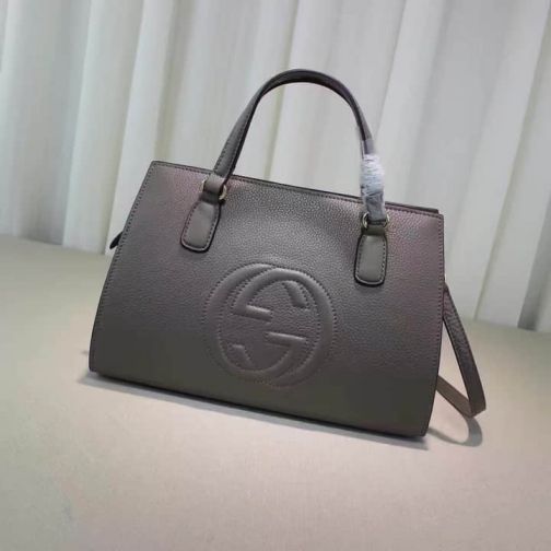 GG 16NEW SOHO Leather Tote 431571 Grey Women Clutch Bags