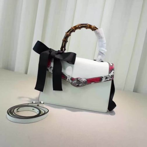 GG 443682 White G Snake Leather Snake Print Women Clutch Bags