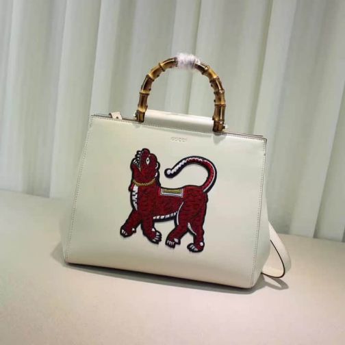 GG 453766 Embroidery White 2017SS Medium Tote Women Clutch Bags