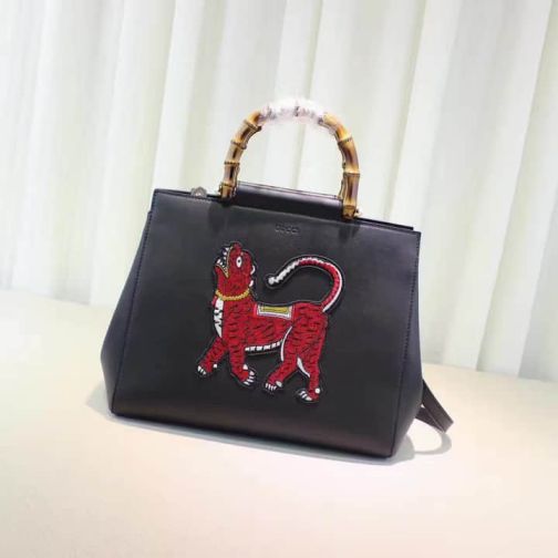 GG 453766 Embroidery Black 2017SS Medium Tote Women Clutch Bags