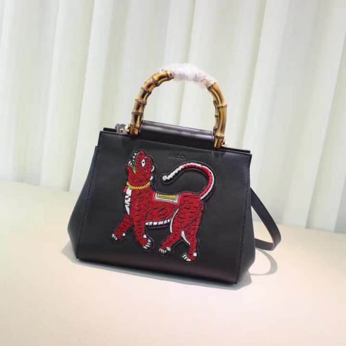 GG 453767 Embroidery Black Tote Women Clutch Bags