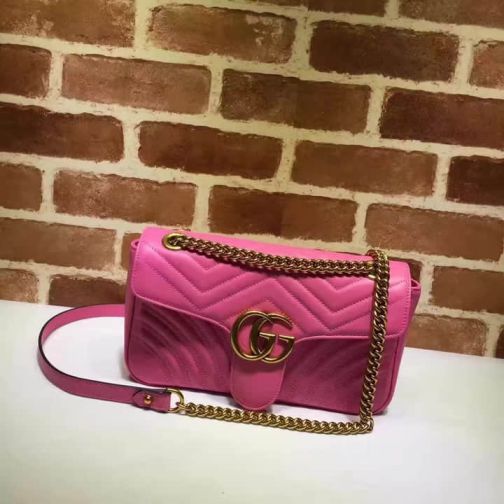 GG Marmont 26CM 443497 Pink Women Shoulder Bags