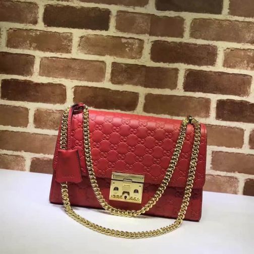 GG Chain 409486 Red Women Shoulder Bags