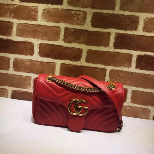 GG Marmont matelasse shoulder 443497 Red Women Shoulder Bags