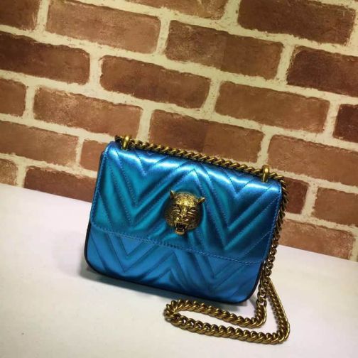 GG Gold Chain chain shoulder 432581 Blue Women Shoulder Bags