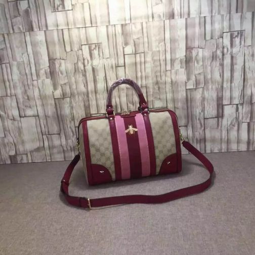 GG 2016SSVintage Web Bee Embroidery Tote 406868Burgundy Women Clutch Bags