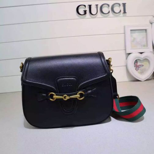 GG Leather 380573 Black Women Shoulder Bags
