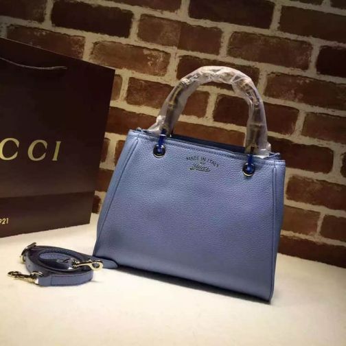 GG 336032 Blue Leather Small Shopper Women Clutch Bags