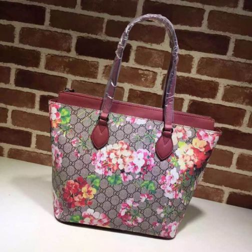 GG Canvas Match zip 415721 Red Women Shopping Bags