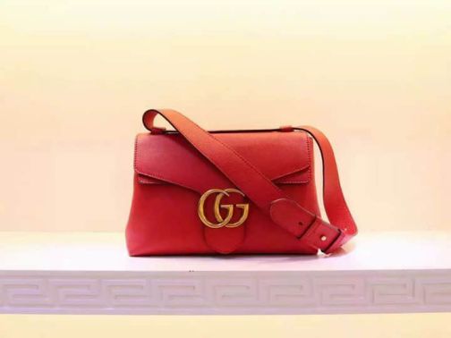 GG Marmont Leather 401173 Red Women Shoulder Bags
