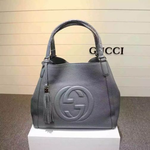 GG Leather soho Medium 282309 Grey Women Clutch Bags