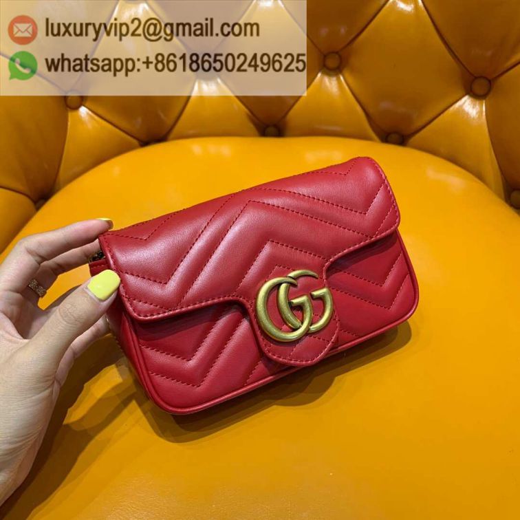 GG marmont supermini MINI CHAIN 476433 Red Women Shoulder Bags