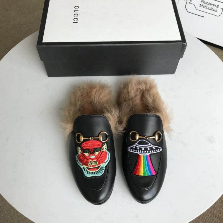 GG 2018 Women Leather Slippers