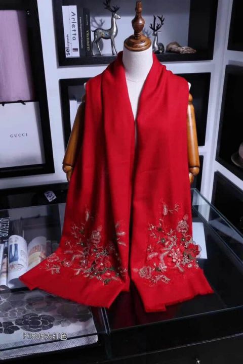 GG Embroidery Wool Cashmere Women Scarves