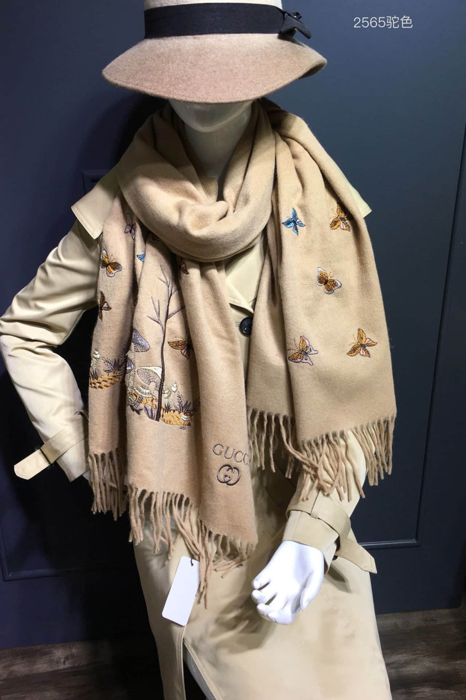 GG 2018 Embroidery Cashmere Women Scarves