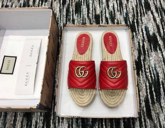 GG 19ss Classic GG logo Leather GG Women Slippers