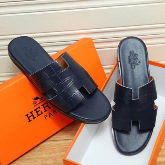 Hermes 2018 Leather Men Slippers