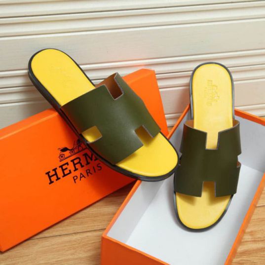 Hermes 2018 Leather Men Slippers