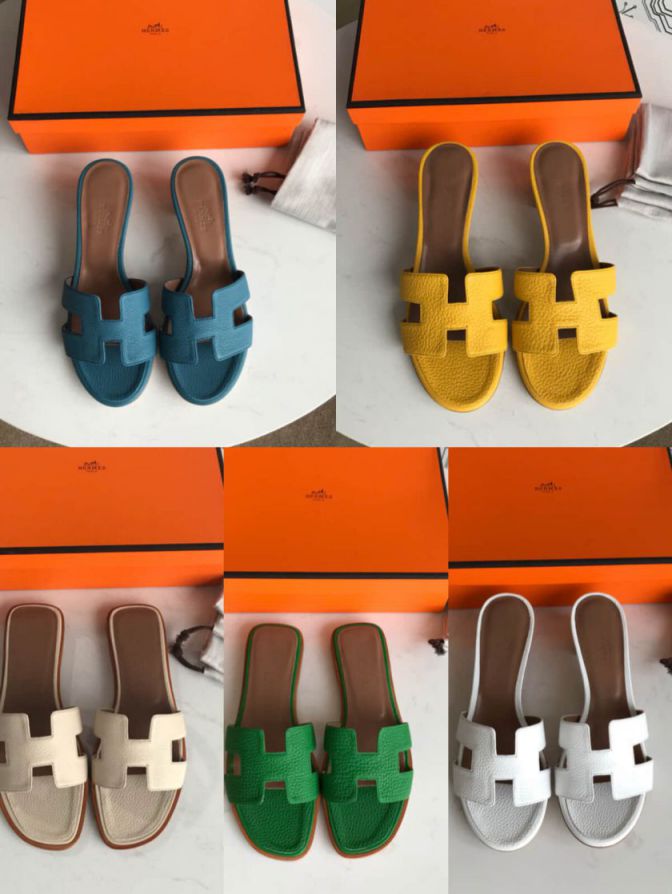 Hermes 2018 togo Leather Women Slippers