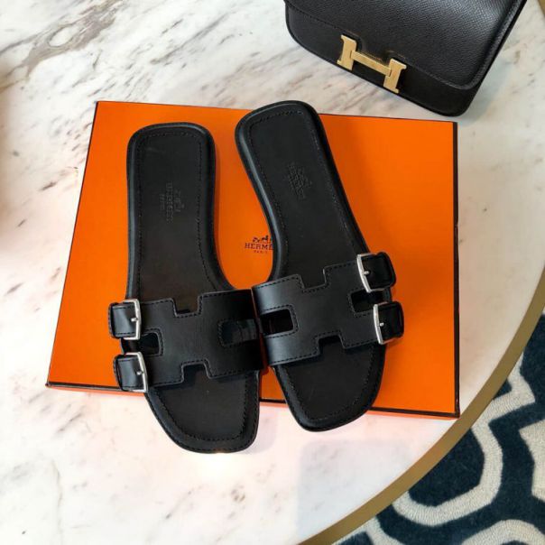 Hermes On my way Leather Women Slippers