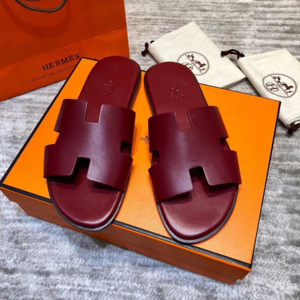 Hermes H Slippers Epsom leather Men Shoes
