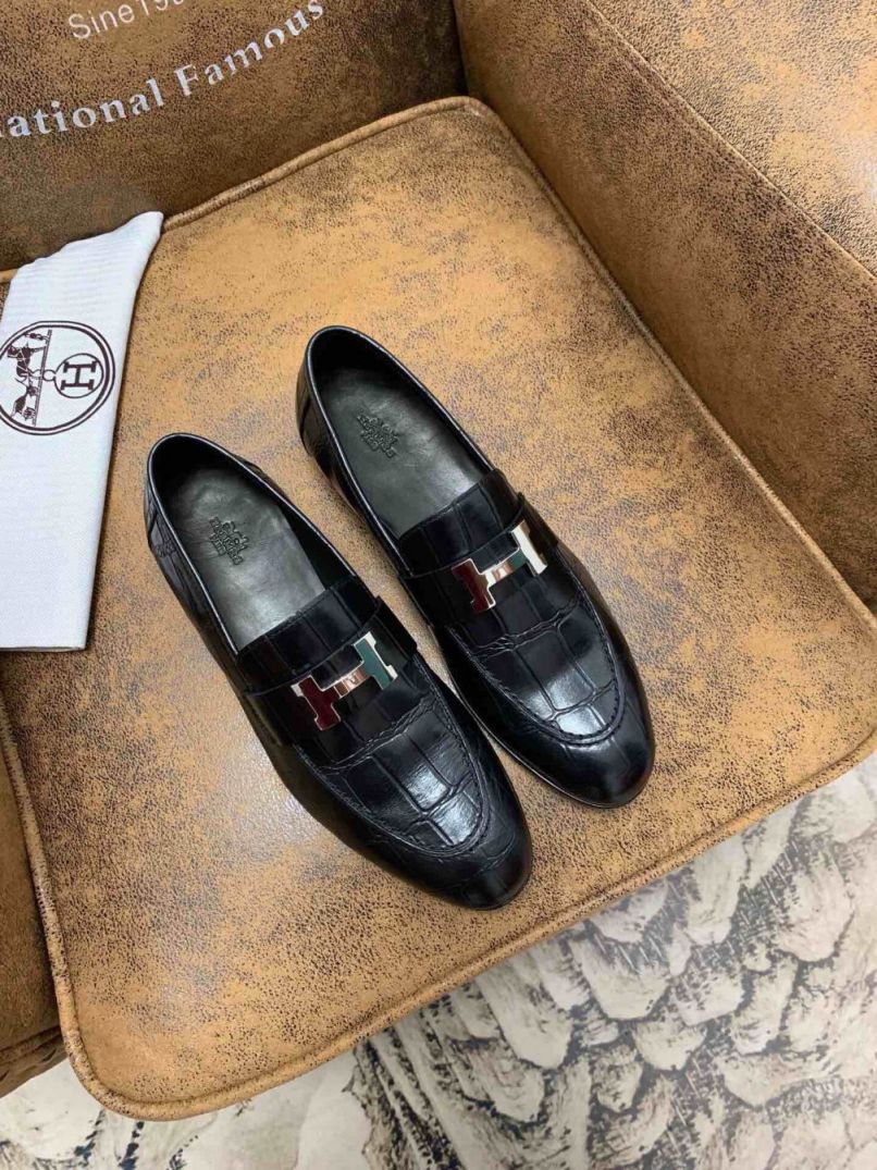 Hermes 2019 Leather Men Shoes