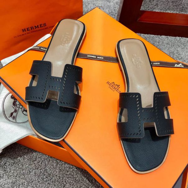 Hermes Epsom Leather Classic Women Slippers