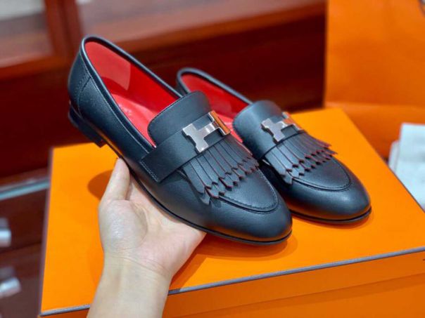 Hermes Leather Lofers tassel Flat Women Shoes