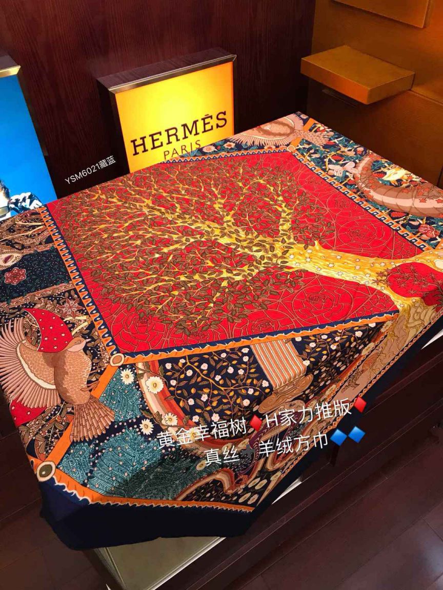 Hermes 30% Silk 70% Cashmere Women Scarves