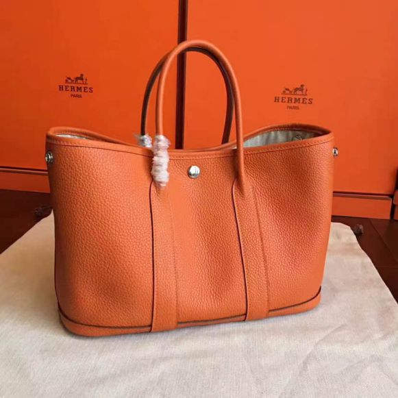 Hermes Orange togo Garden party 30CM Women Shopping Bags
