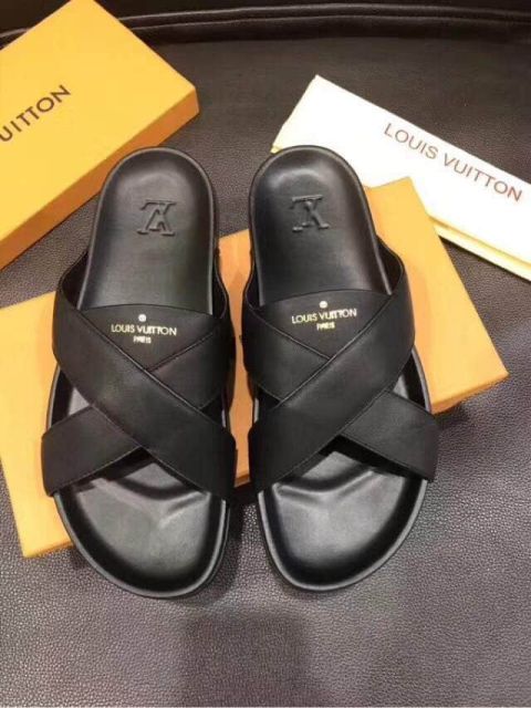 LV Men Causal Leather Slippers
