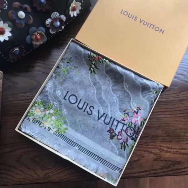 LV Macro Indian Flower Cashmere Square Women Scarves