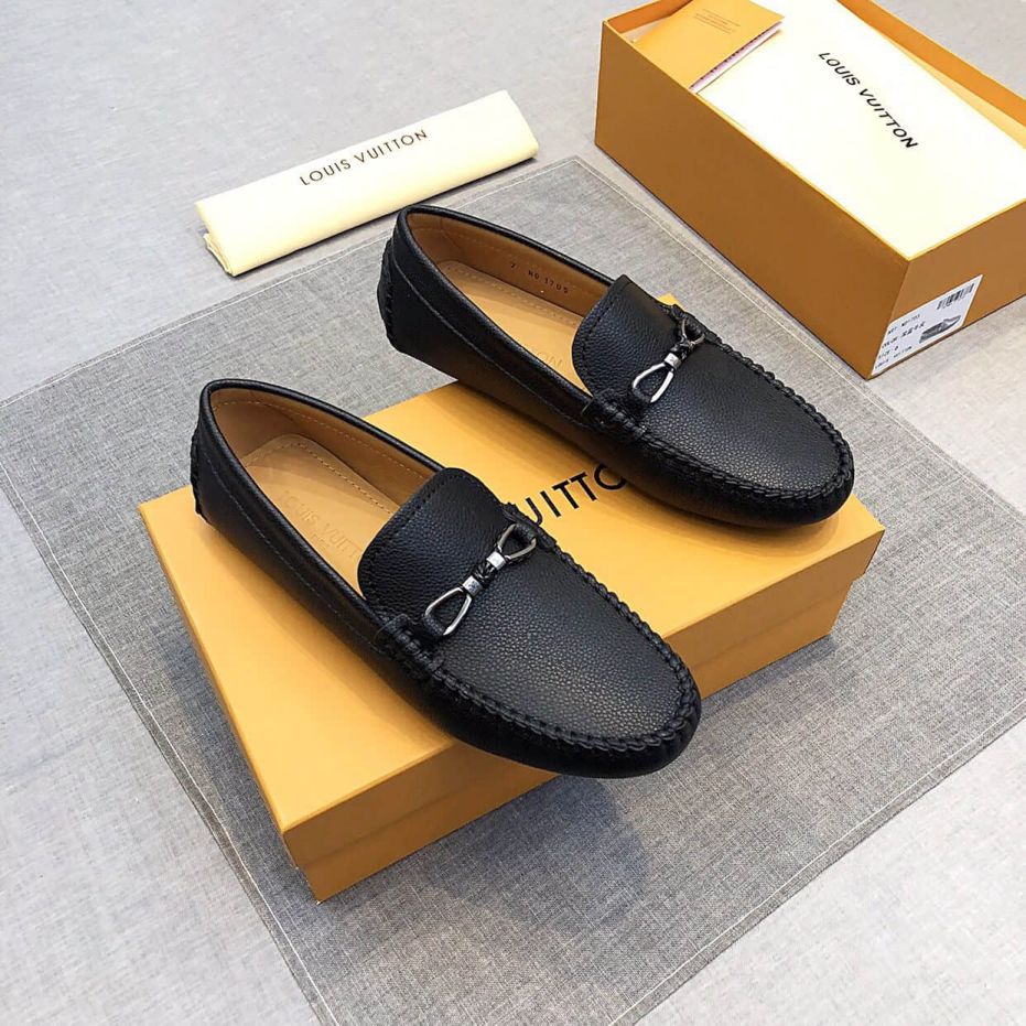 2019 LV Leather Apricot Men Loafers