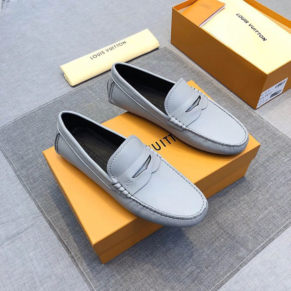 2019 LV Leather Apricot Men Loafers