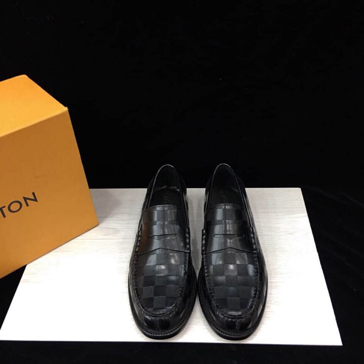 LV Black Leather Classic Men Leather Shoes