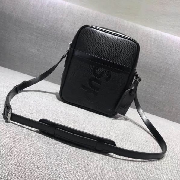 LV supreme Limited Edition Black Epi Large Shoulder Bags
