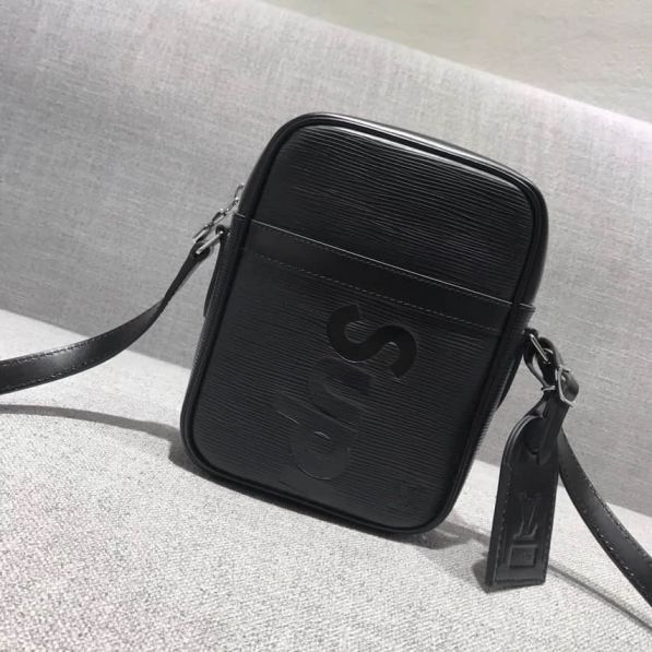 LV supreme Limited Edition Black Epi Medium Shoulder Bags