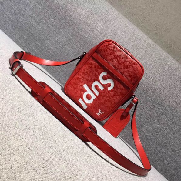 LV supreme Limited Edition Red Epi Medium Shoulder Bags