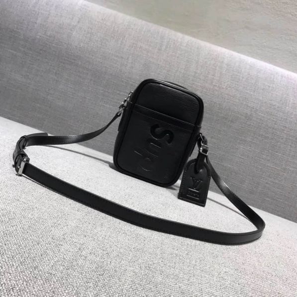 LV supreme Limited Edition Black Epi Small Shoulder Bags
