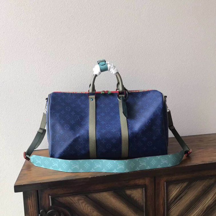LV M43855 Blue Keepall 45 Travel Bags