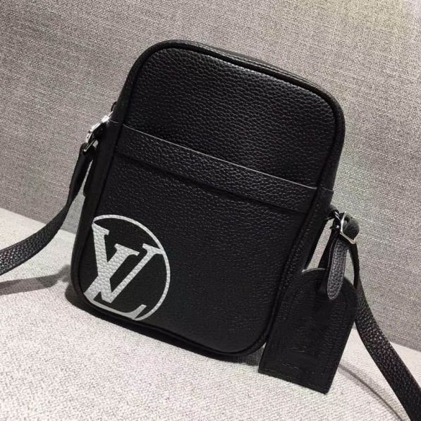 LV Black Leather Supreme Medium Crossbody Shoulder Bags