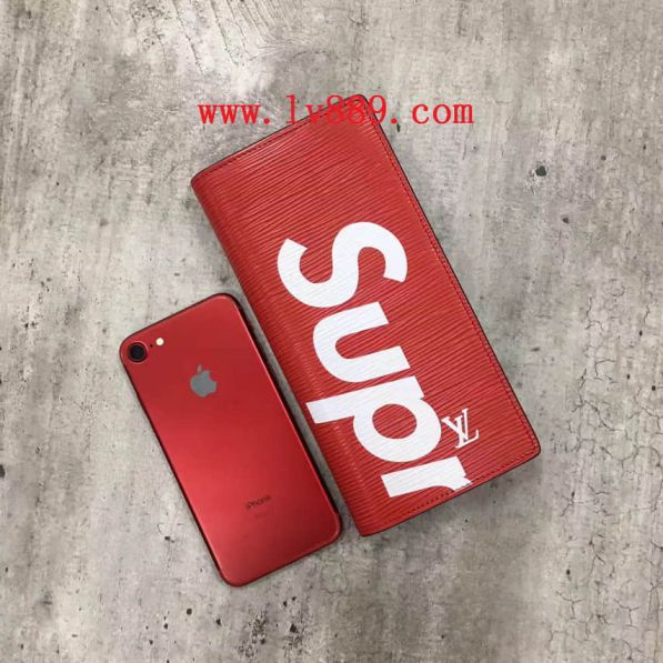 LV Supreme Limited Edition Red Epi Bi-Fold M67541 Wallets