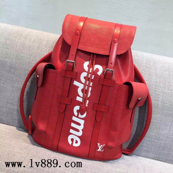LV supreme Limited Edition Red Epi M41709 Backpack Bags