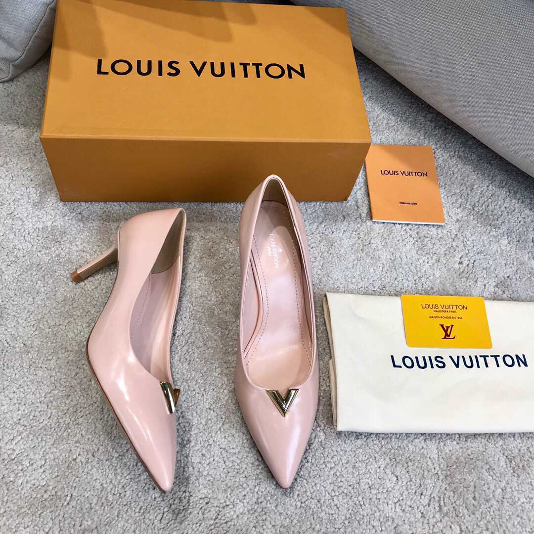 LV 2019 NEW Women Leather Heel Shoes