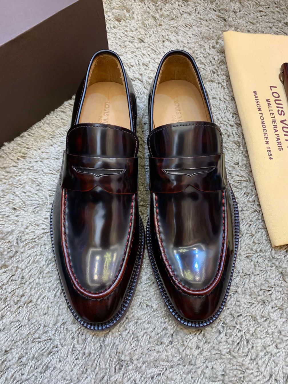 LV 2019 NEW Men Patent Leather Shoes