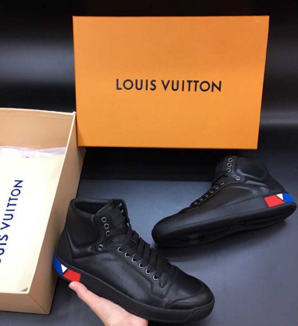 LV Leather Sneakers Men High Men Shoes